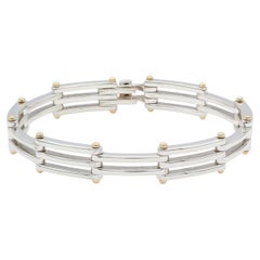 Vintage Tiffany & Co. Gate Link Bracelet Sterling Silver & 18k Yellow Gold 7.75”