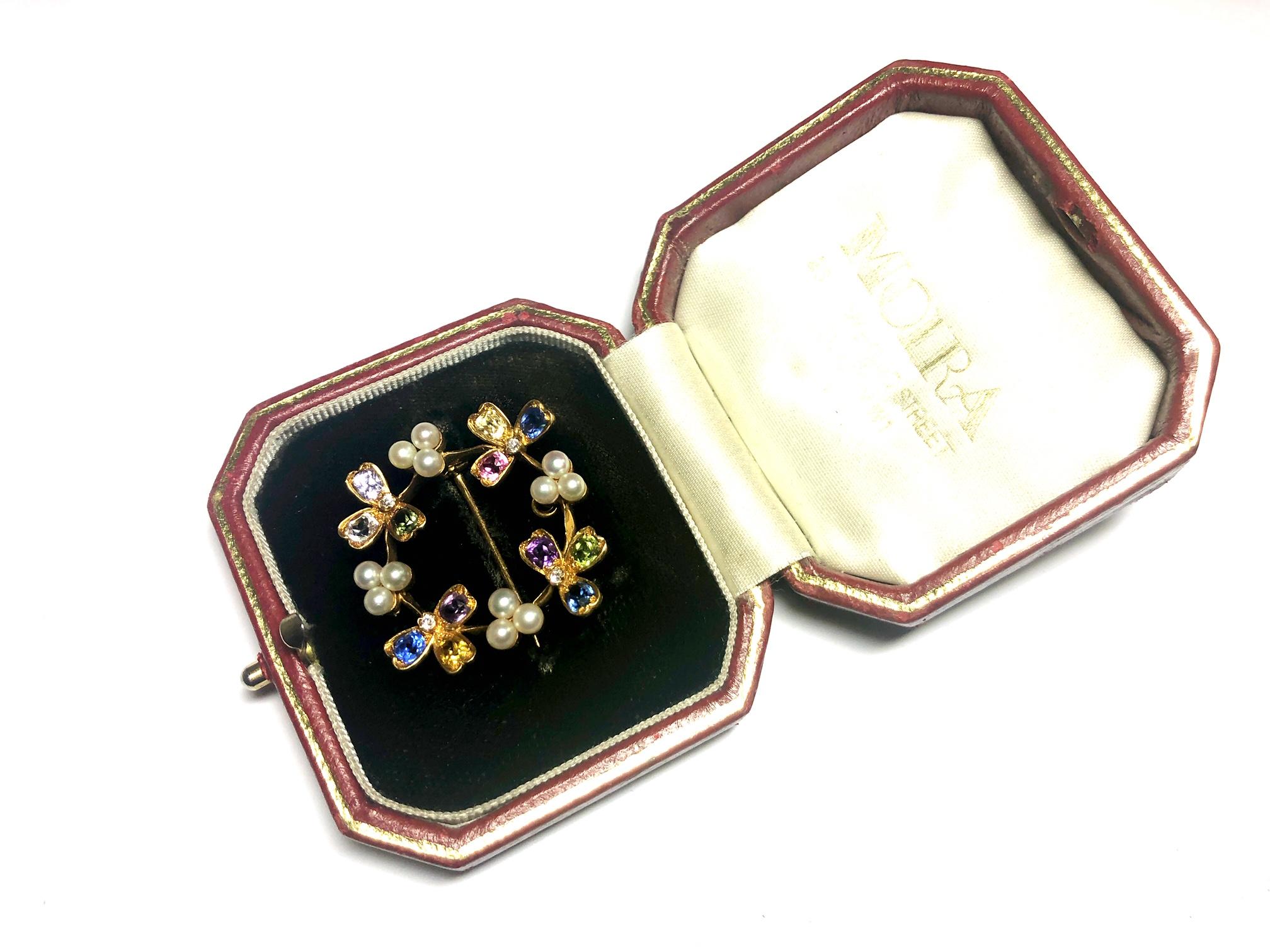 Taille vieille Europe Vintage Tiffany & Co. Broche pendentif en or et perles serties de pierres précieuses, c. 1937 en vente