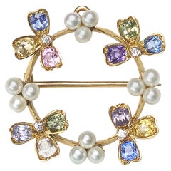 Vintage Tiffany & Co. Gem Set Pearl and Gold Pendant Brooch, circa 1937