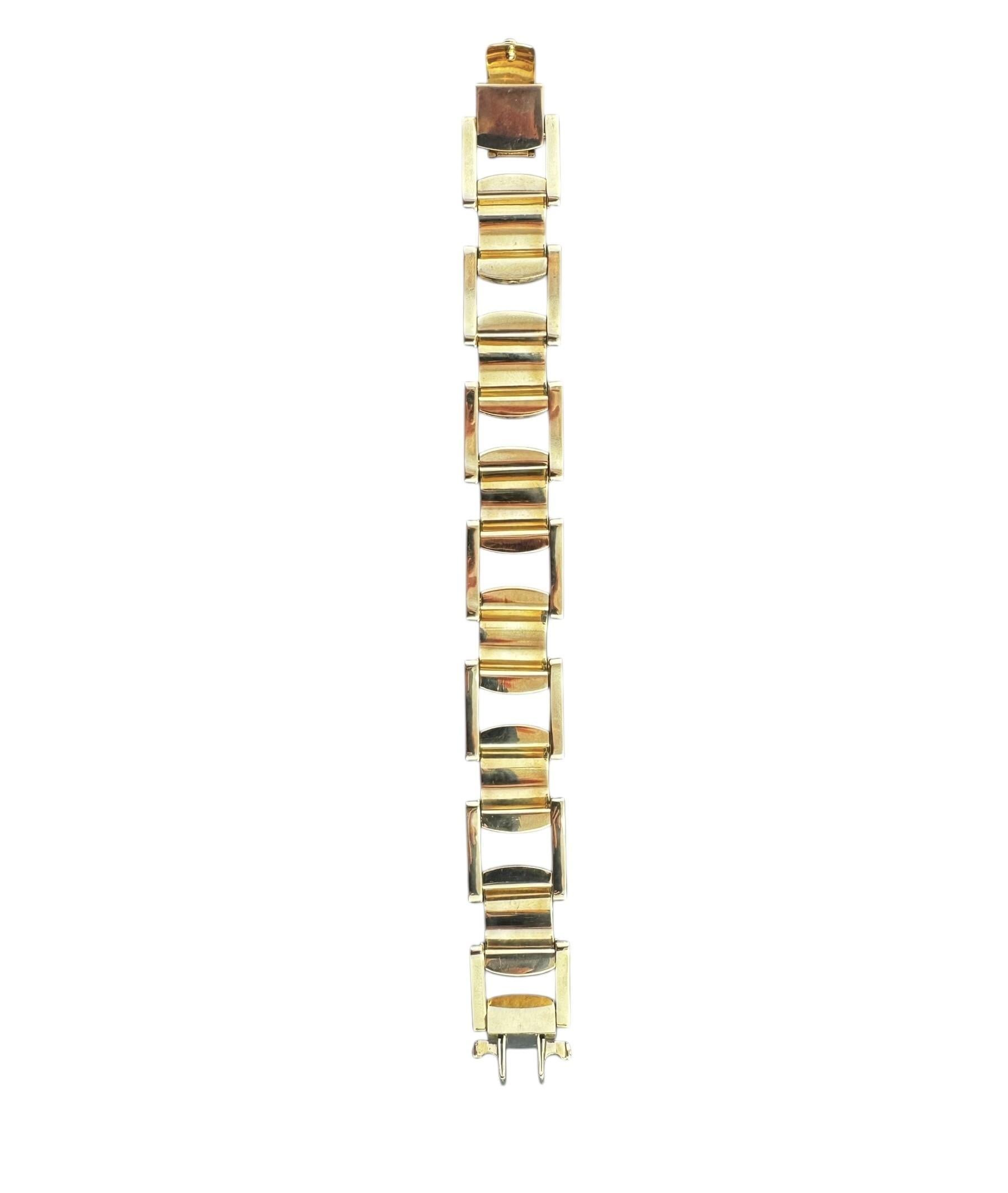 Vintage Tiffany & Co. Bracelet allemand à maillons épais en or jaune 14 carats #21619 en vente 2