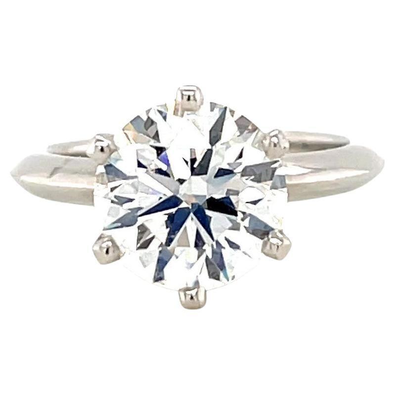 Vintage Tiffany & Co. GIA 2.64 Carat Diamond Platinum Solitaire Engagement Ring