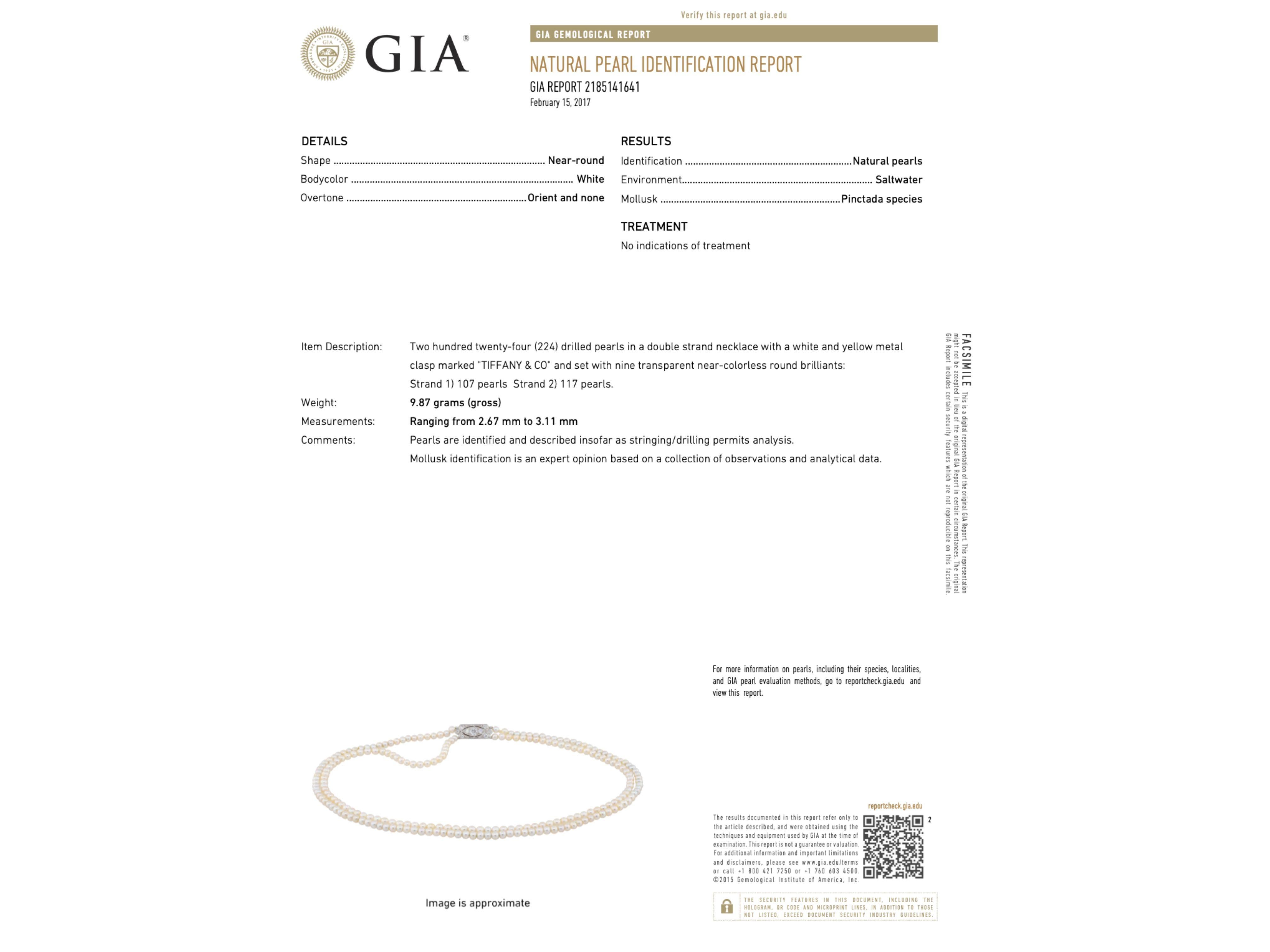 Weinlese Tiffany & Co. GIA zertifiziert natürliche Salzwasserperle zwei Strang Halskette im Angebot 2