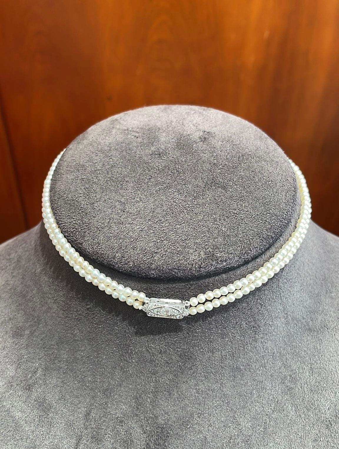 Women's Vintage Tiffany & Co. GIA Certified Natural Saltwater Pearl Two Strand Necklace For Sale
