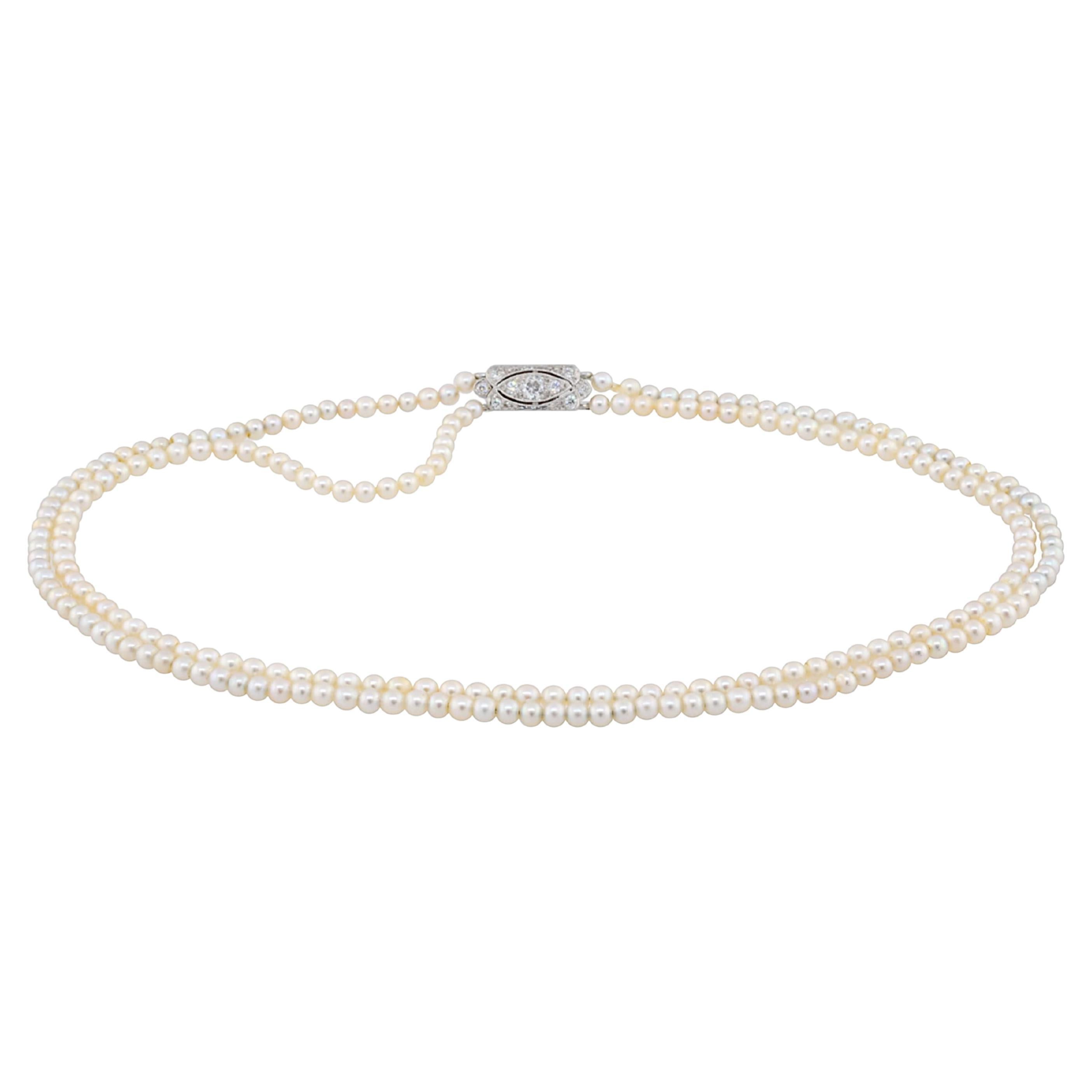 Vintage Tiffany & Co. GIA Certified Natural Saltwater Pearl Two Strand Necklace For Sale