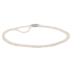 Vintage Tiffany & Co. GIA Certified Natural Saltwater Pearl Two Strand Necklace
