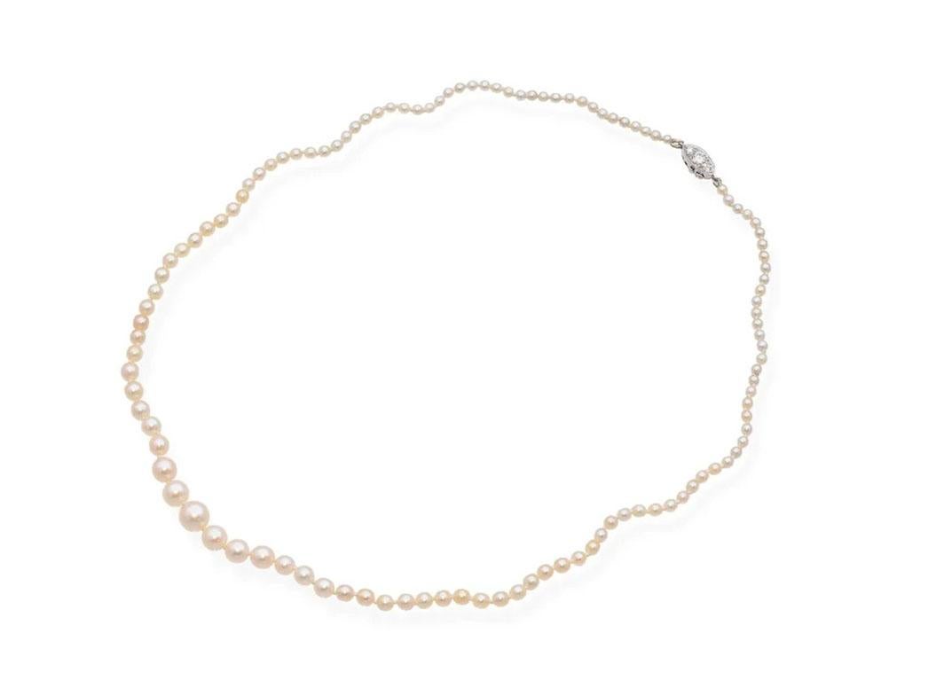 Rétro Tiffany & Co. d'epoca. GIA Collana di perle e diamanti da 16