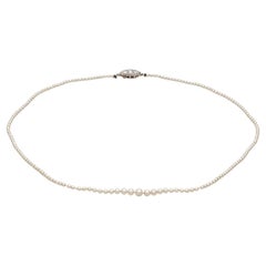 Vintage Tiffany & Co. GIA Pearl Diamond Necklace 16" Natural Pearls Platinum