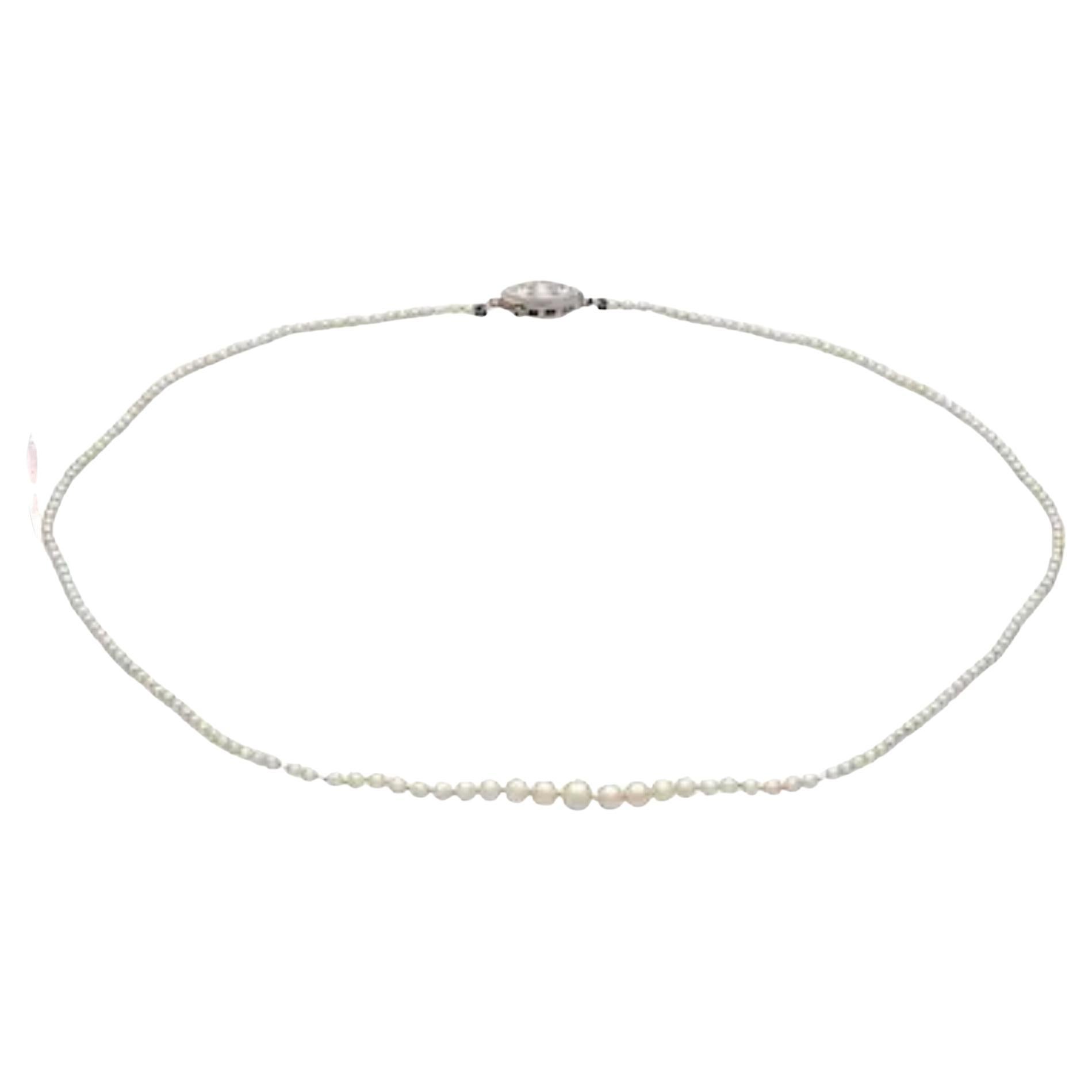 Vintage Tiffany & Co. GIA Pearl Diamond Necklace 16" Natural Pearls Platinum