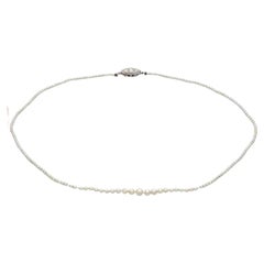Vintage Tiffany & Co. GIA Pearl Diamond Necklace 16" Natural Pearls Platinum
