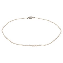 Vintage Tiffany & Co. GIA Pearl Diamond Necklace 16" Natural Pearls Platinum