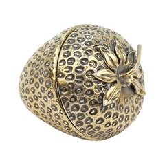 Weinlese Tiffany & Co. Pillbox in Erdbeerform aus vergoldetem Sterlingsilber