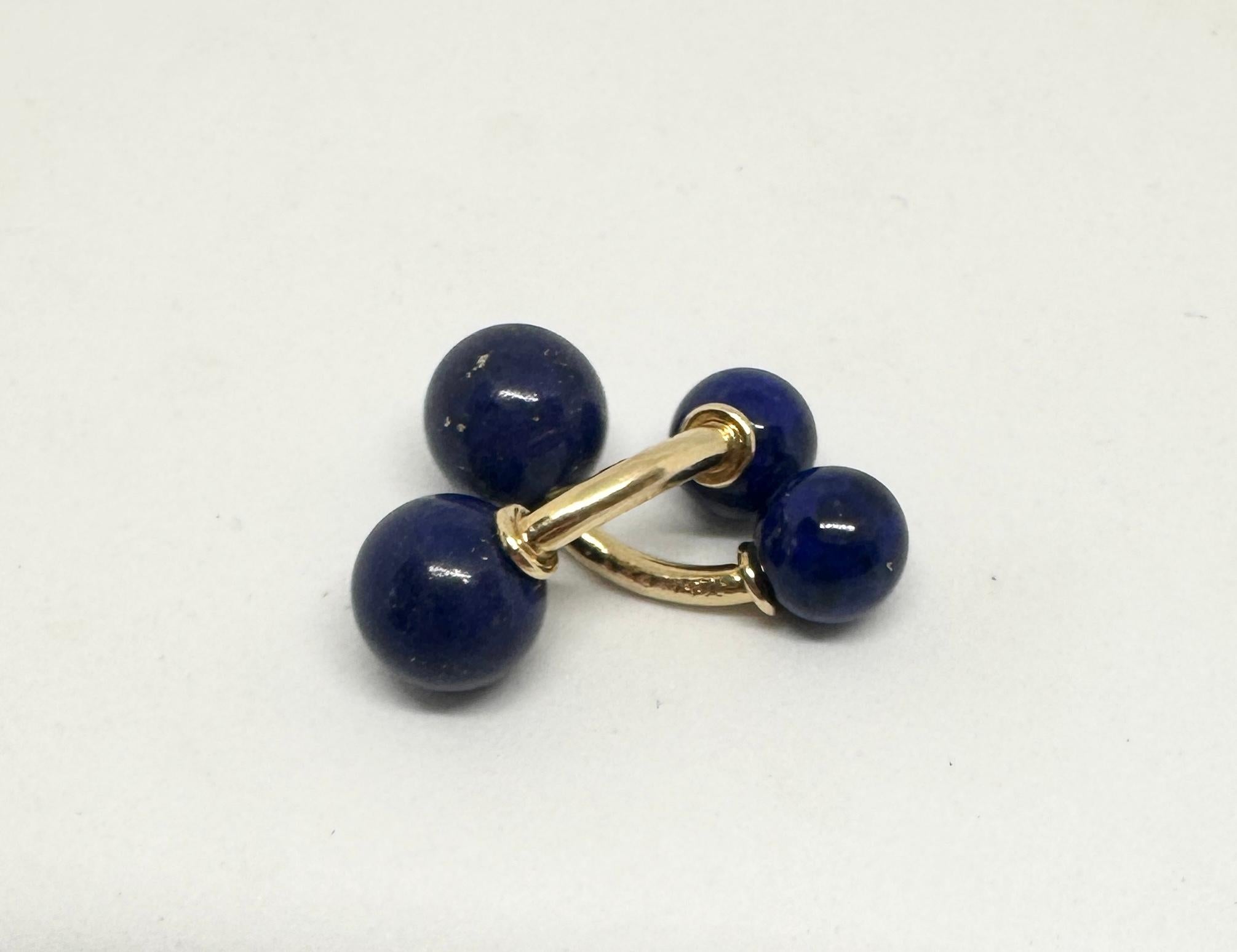 Contemporary Vintage Tiffany & Co Gold and Lapis Cufflinks