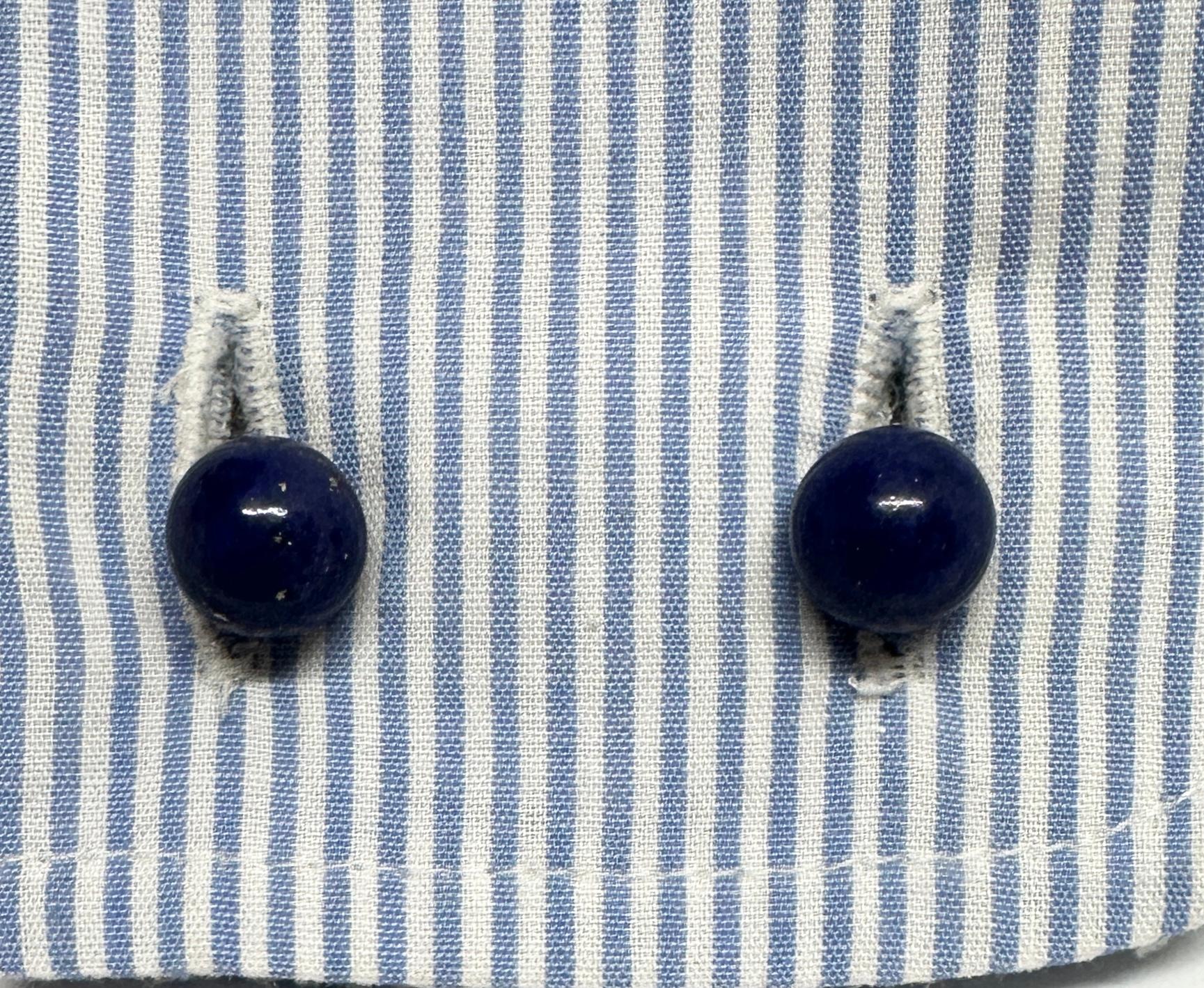 Ball Cut Vintage Tiffany & Co Gold and Lapis Cufflinks
