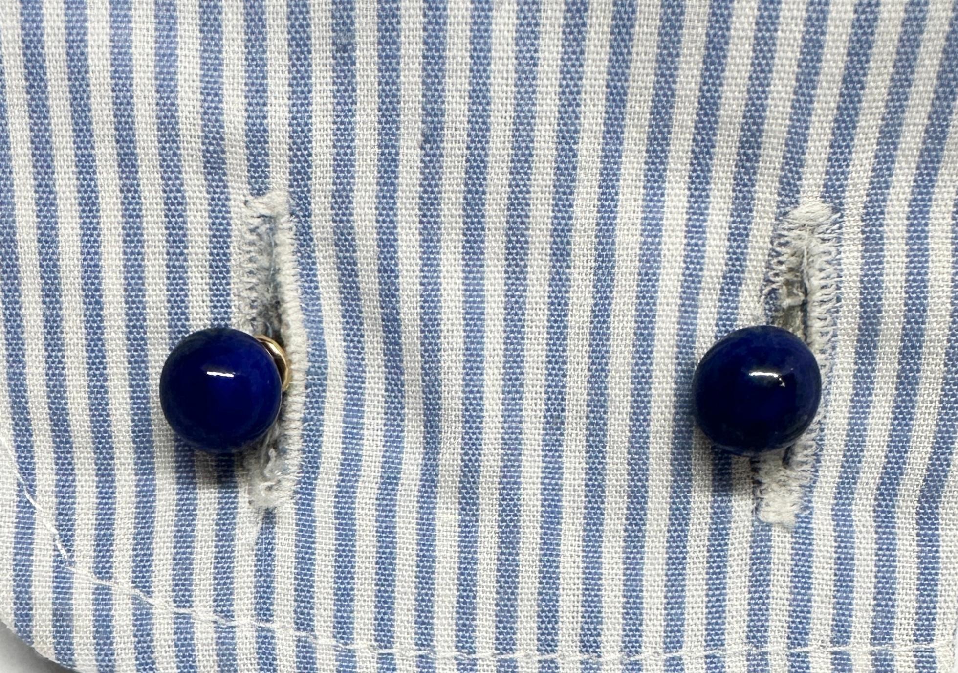 Women's or Men's Vintage Tiffany & Co Gold and Lapis Cufflinks