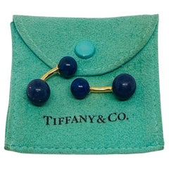 Boutons de manchette Vintage Tiffany & Co Gold & Lapis