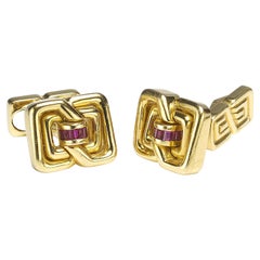 Vintage Tiffany & Co. Gold and Ruby Cufflinks, Circa 1970