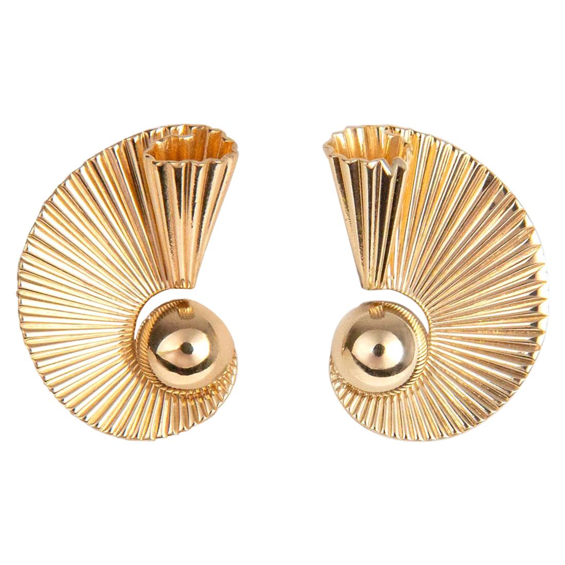 Vintage Tiffany & Co. Gold Fan Earrings
