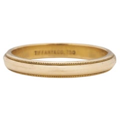 Vintage Tiffany & Co. Gold Milgrain Smooth Unisex Minimalist Wedding Band