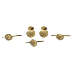 Vintage Tiffany & Co Gold Seashell Cufflinks Stud Set