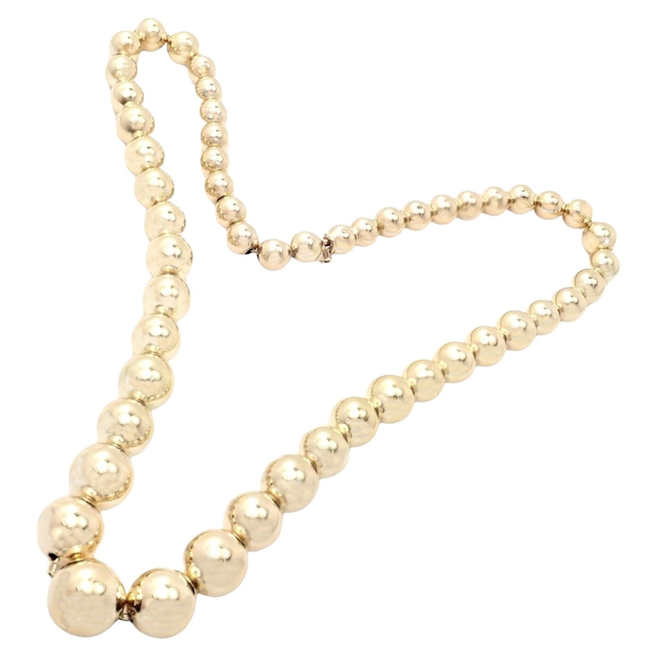 Vintage Tiffany & Co Graduated Bead Yellow Gold Necklace