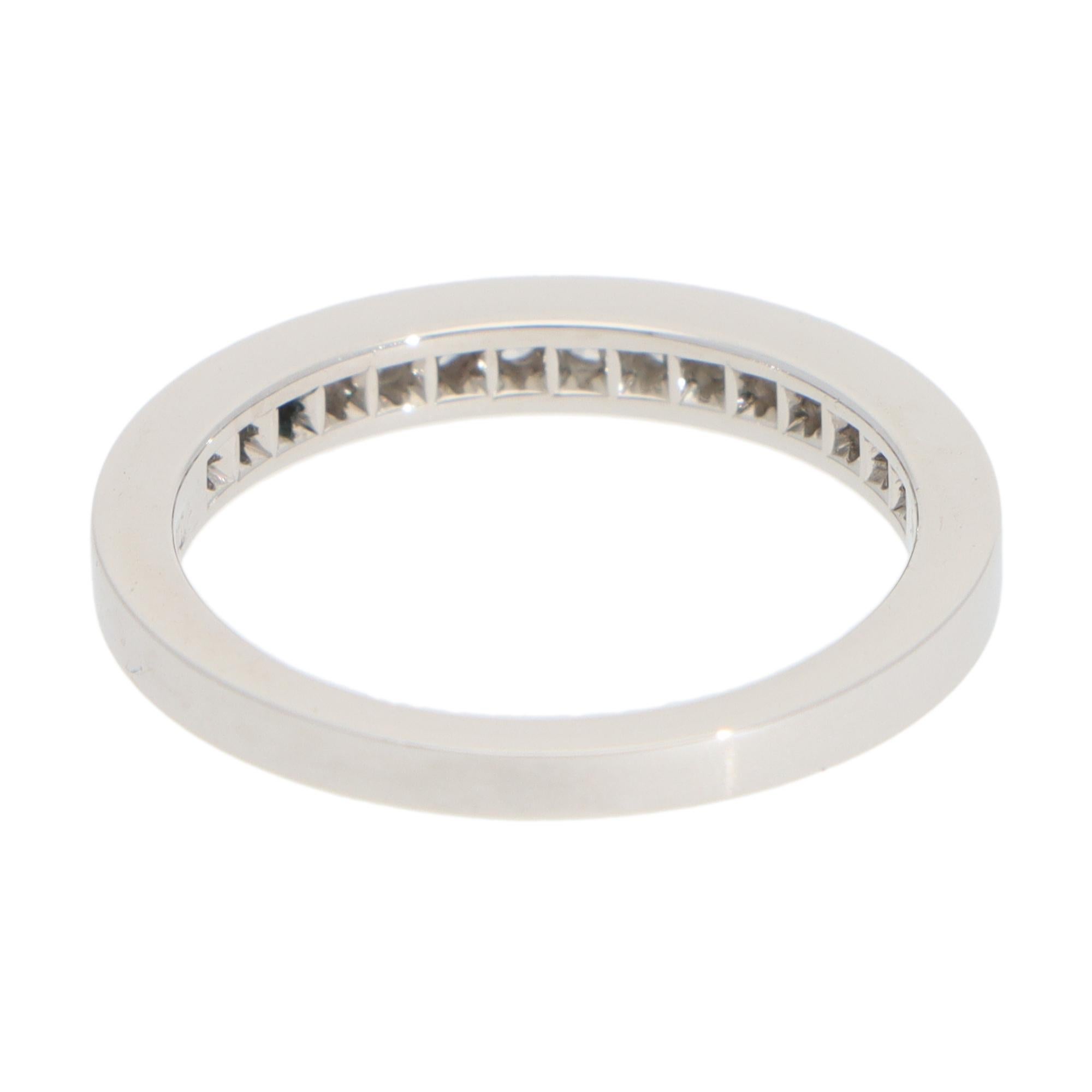 Modern Vintage Tiffany & Co. Half Eternity Diamond Ring in Platinum For Sale