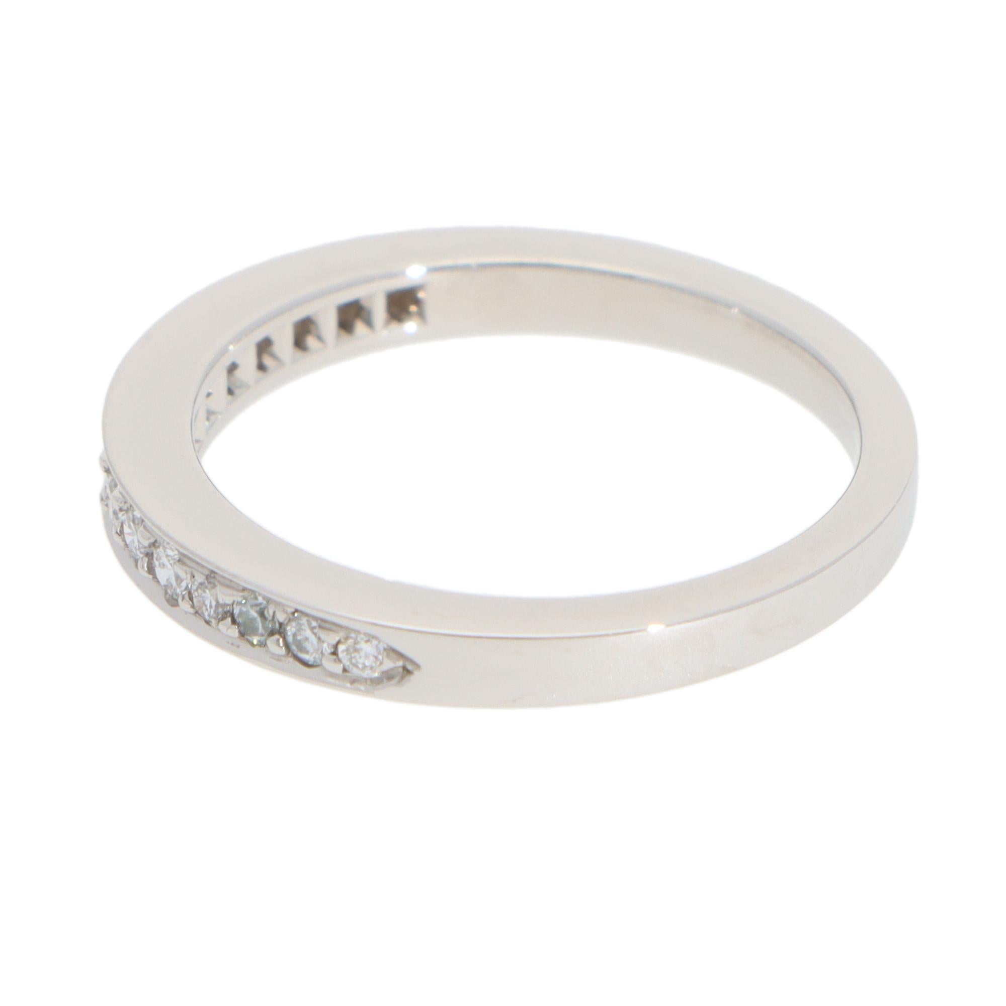 Brilliant Cut Vintage Tiffany & Co. Half Eternity Diamond Ring in Platinum For Sale