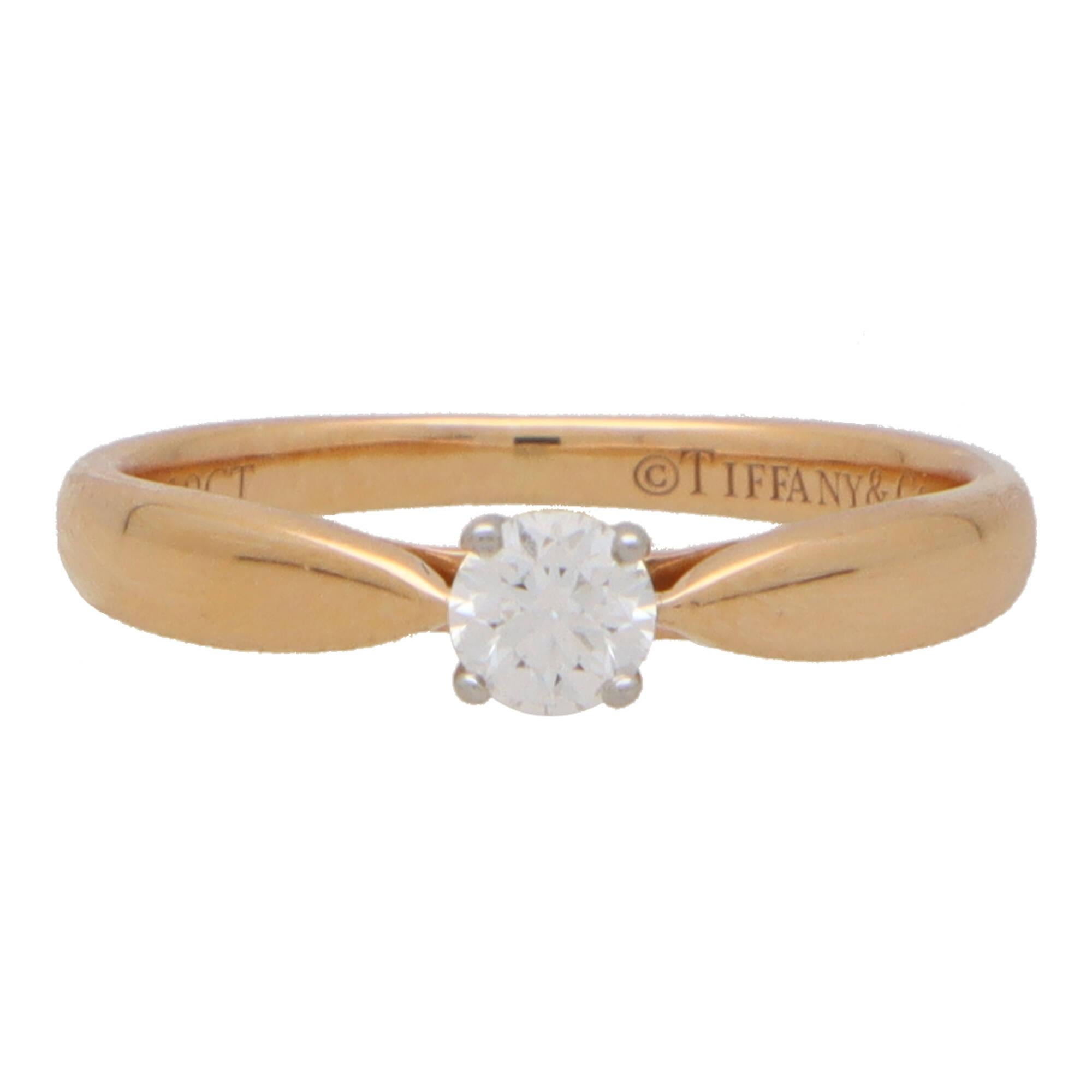 Modern Vintage Tiffany & Co. Harmony Diamond Ring in Rose Gold and Platinum