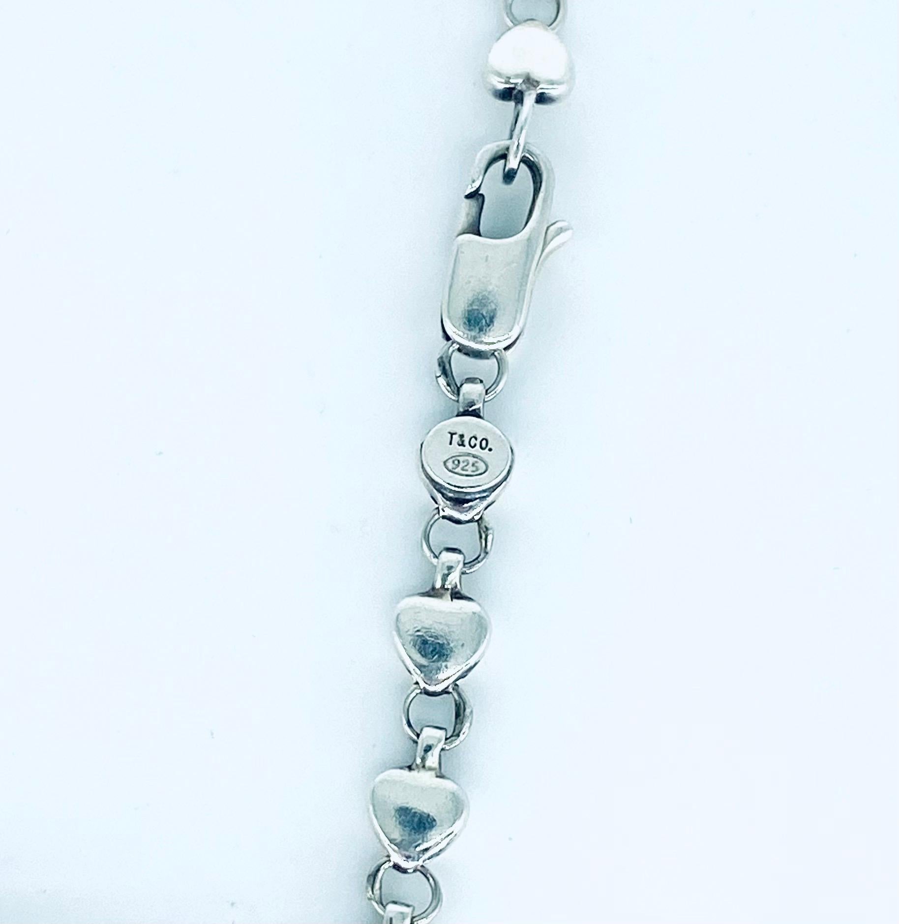 Vintage Tiffany & Co. Heart Link Necklace Sterling Silver 925 In Good Condition In Miami, FL