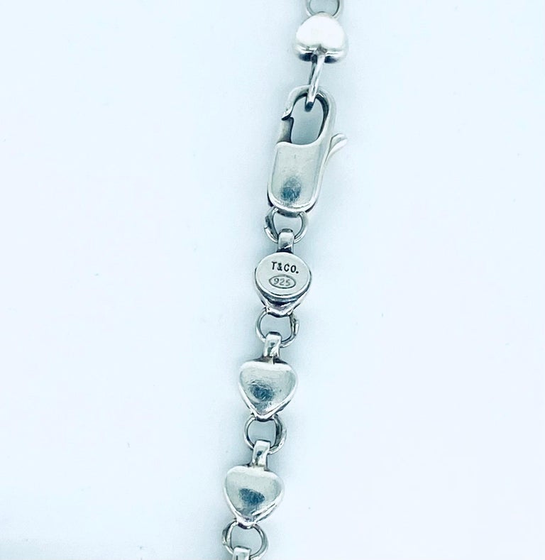 Vintage Tiffany and Co. Heart Link Necklace Sterling Silver 925 For Sale at  1stDibs