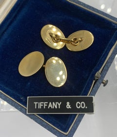 Vintage Tiffany & Co. Heavy 14 Karat Gold Cufflinks Art Deco Wedding Cuff Links