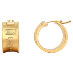 Vintage Tiffany Co Heavy 18 Karat Yellow Gold Large 1837 Style Hoop Earrings