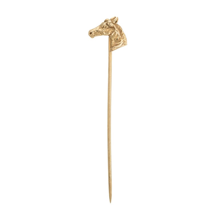 Vintage Tiffany and Co Horse Head Stick Pin 14 Karat Gold Equine Animal