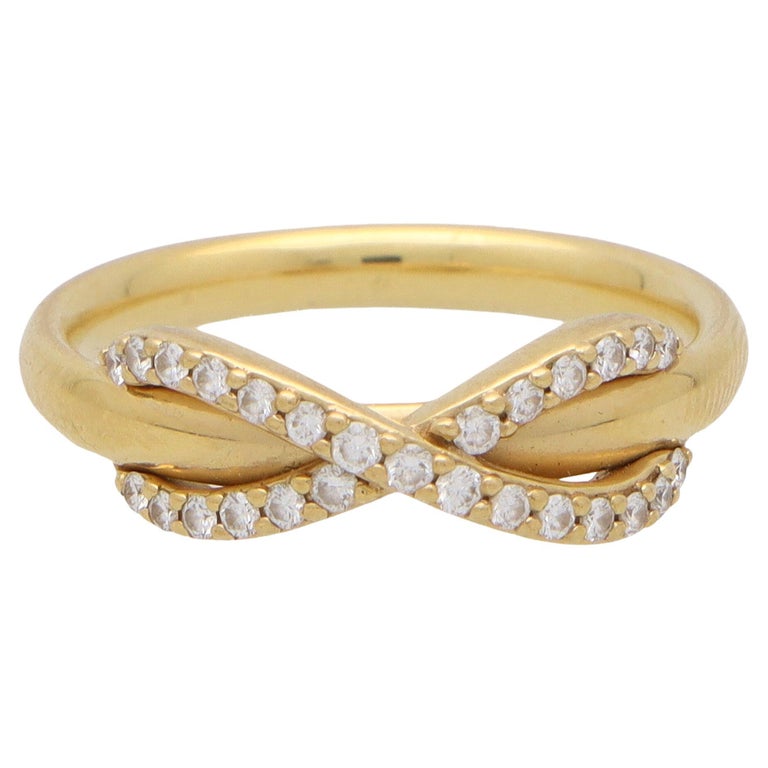 Vintage Tiffany and Co. Infinity Diamond Ring Set in 18k Yellow Gold ...