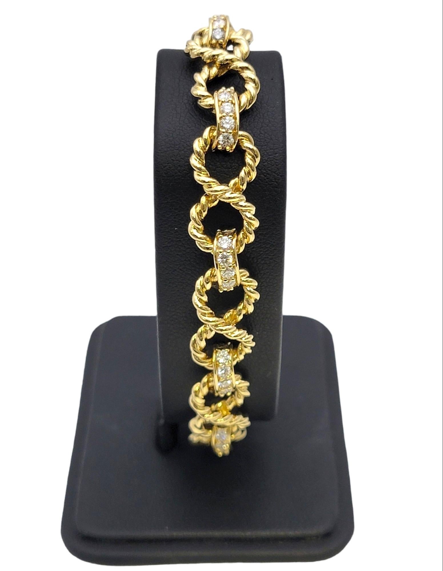 Vintage Tiffany & Co. Infinity Link Bracelet with Diamonds 18 Karat Yellow Gold 7