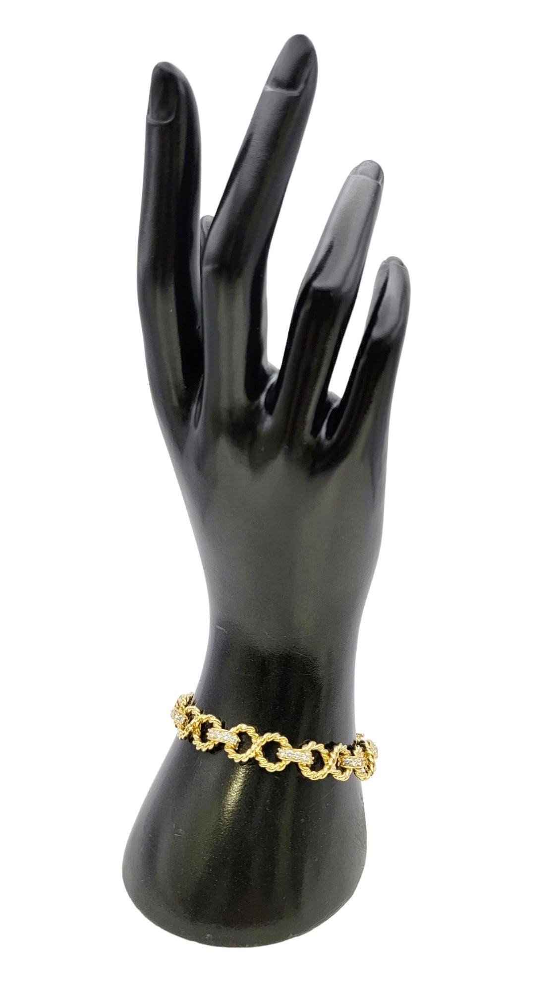 Vintage Tiffany & Co. Infinity Link Bracelet with Diamonds 18 Karat Yellow Gold 8