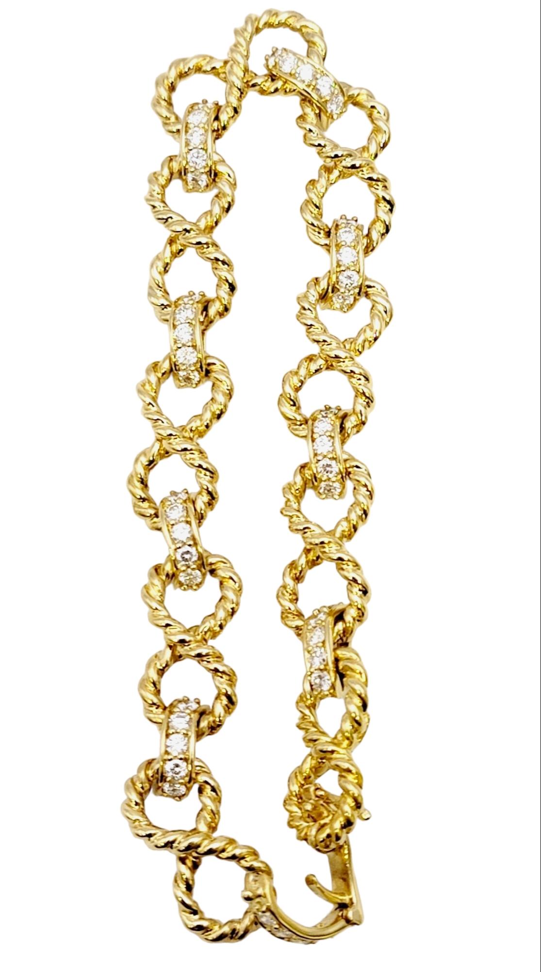 Contemporary Vintage Tiffany & Co. Infinity Link Bracelet with Diamonds 18 Karat Yellow Gold