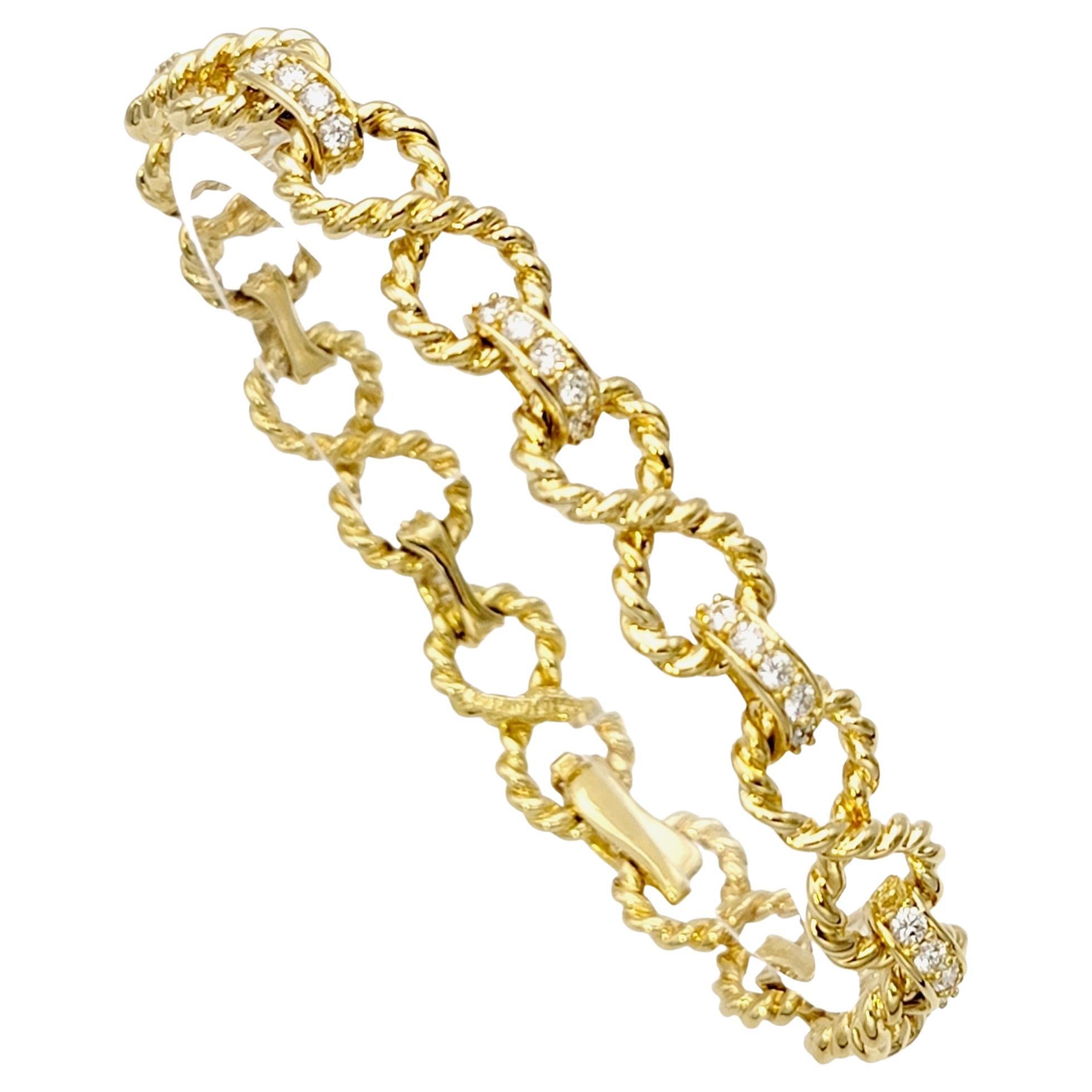 Vintage Tiffany & Co. Infinity Link Bracelet with Diamonds 18 Karat Yellow Gold