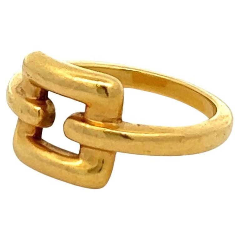 Vintage Tiffany & Co. Italian 18k Yellow Gold Biscayne Buckle Ring 1