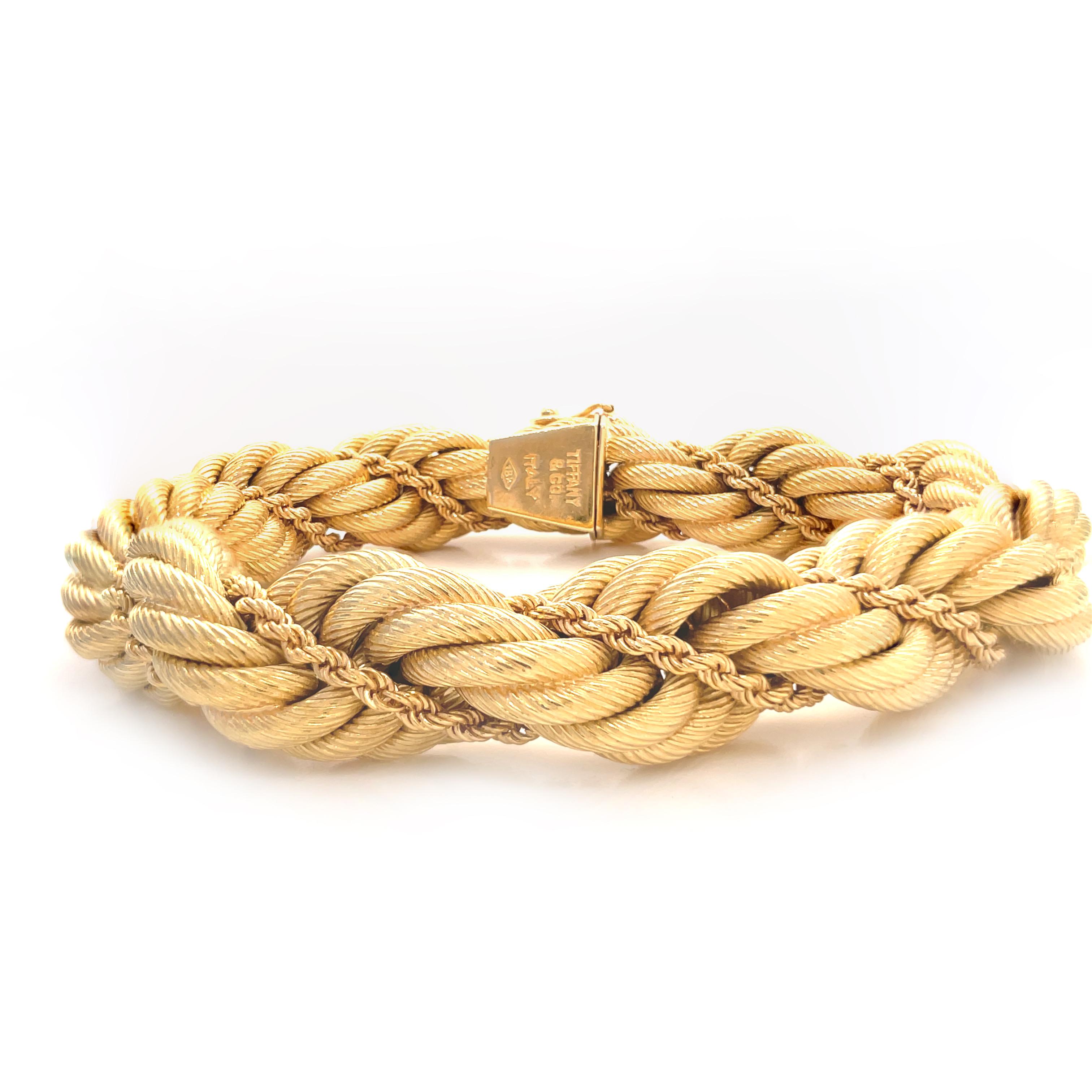 Retro Vintage Tiffany & Co. Italy 18 Karat Gold Rope Bracelet
