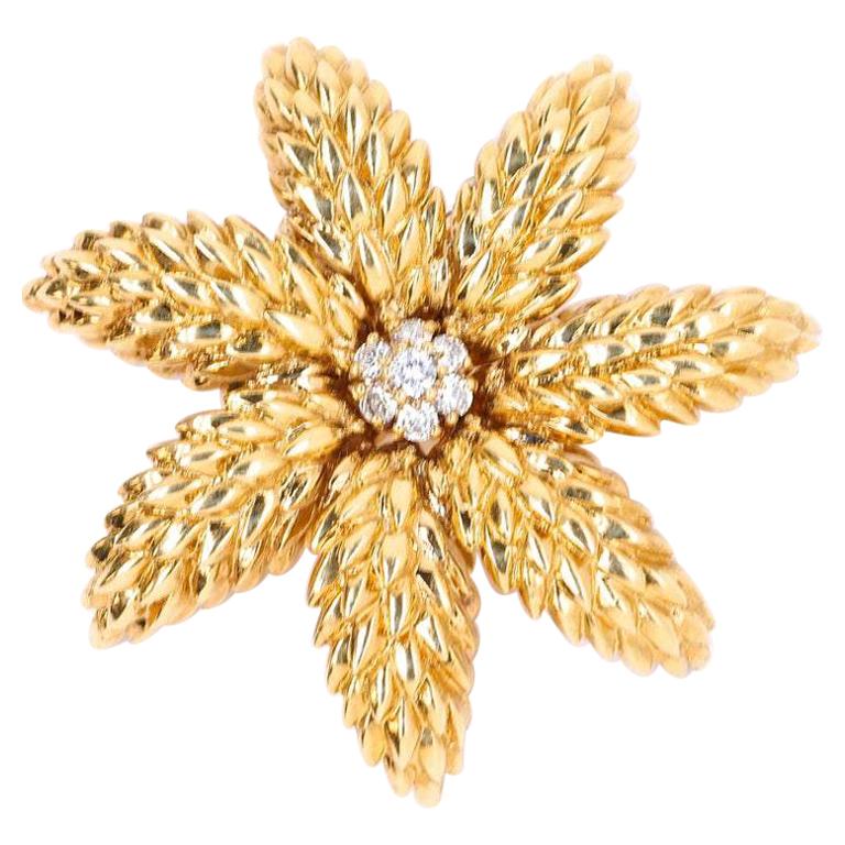 Vintage Tiffany and Co. Italy Diamond 18 Karat Gold Brooch at 1stDibs