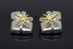 Vintage Tiffany & Co Ivy Sterling and 18 Karat Gold Omega Back Earrings