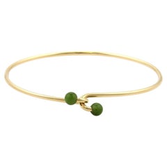 Vintage Tiffany & Co. Jade 14k Yellow Gold Wire Hook Bangle