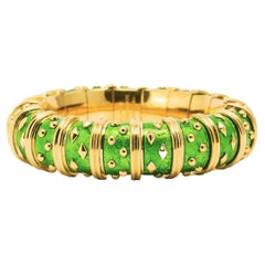 Vintage Tiffany & Co. Jean Schlumberger Green Enamel “Paillone” Bangle Bracelet