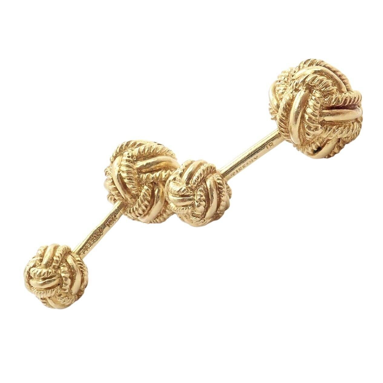 Vintage Tiffany & Co Jean Schlumberger Rope Knot Yellow Gold Cufflinks For Sale 4