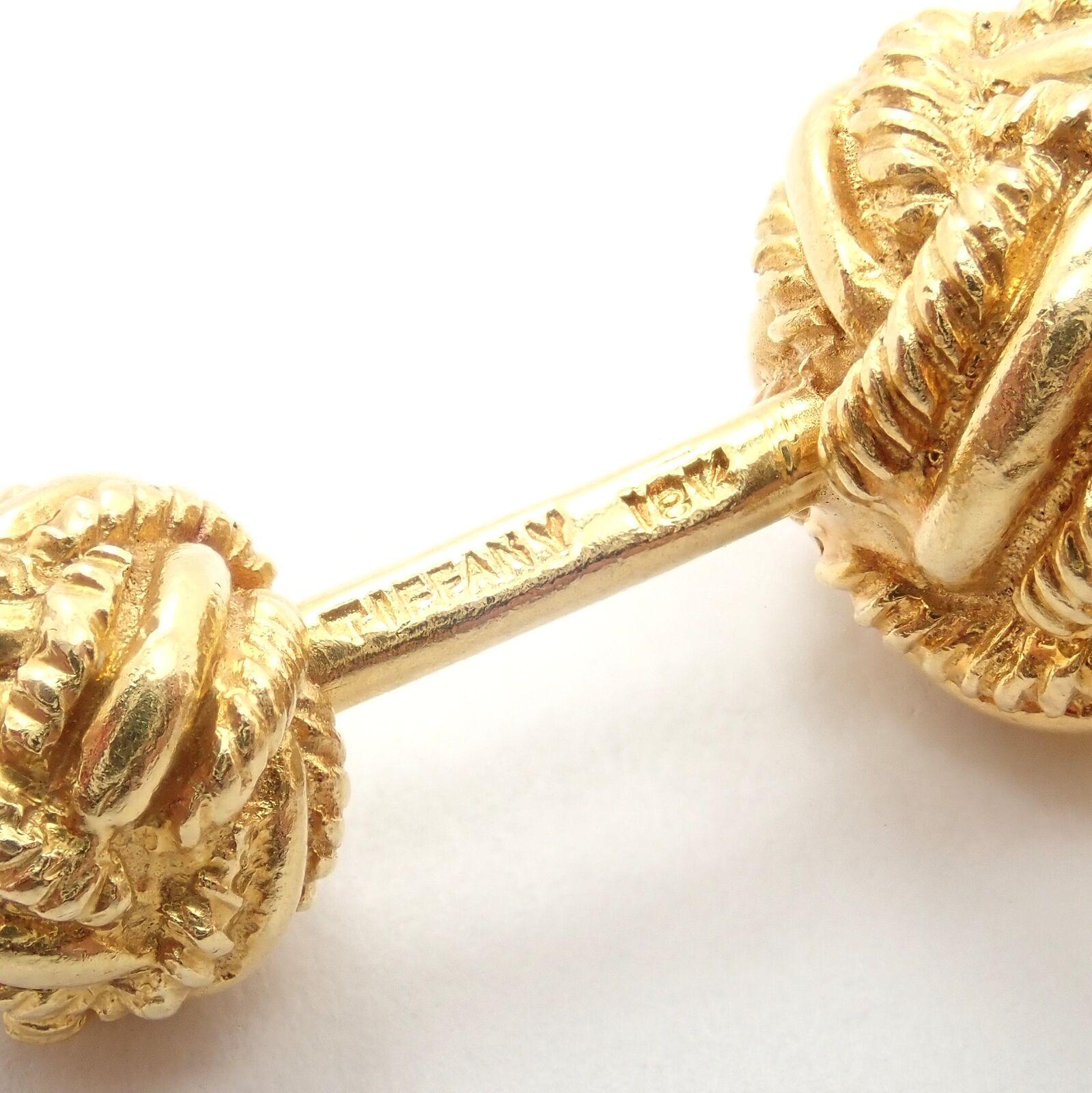 Vintage Tiffany & Co Jean Schlumberger Rope Knot Yellow Gold Cufflinks In Excellent Condition For Sale In Holland, PA