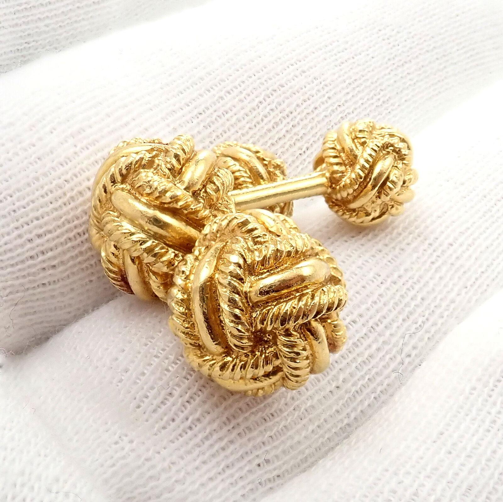 Vintage Tiffany & Co Jean Schlumberger Rope Knot Yellow Gold Cufflinks For Sale 1