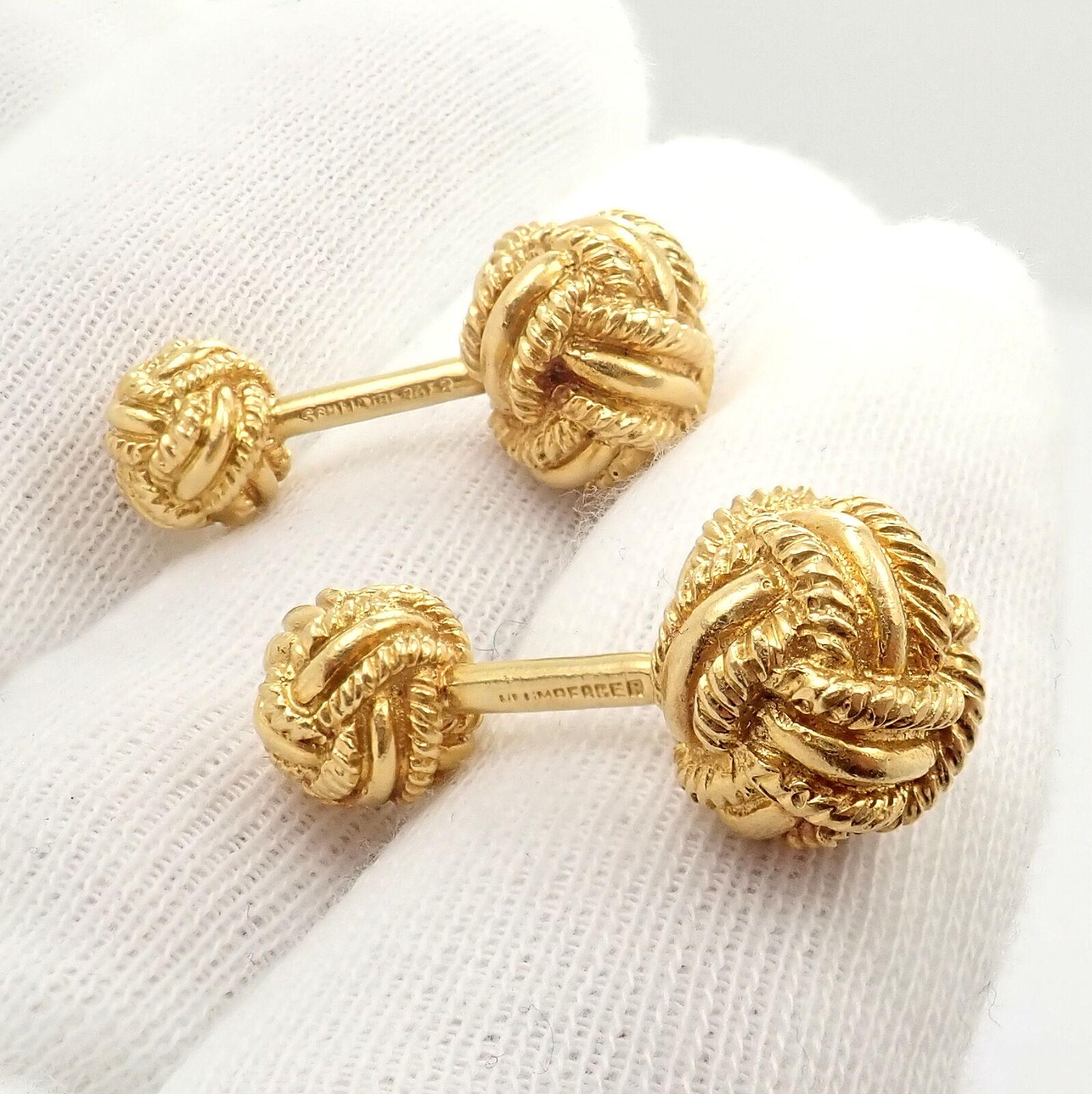 Vintage Tiffany & Co Jean Schlumberger Rope Knot Yellow Gold Cufflinks For Sale 2