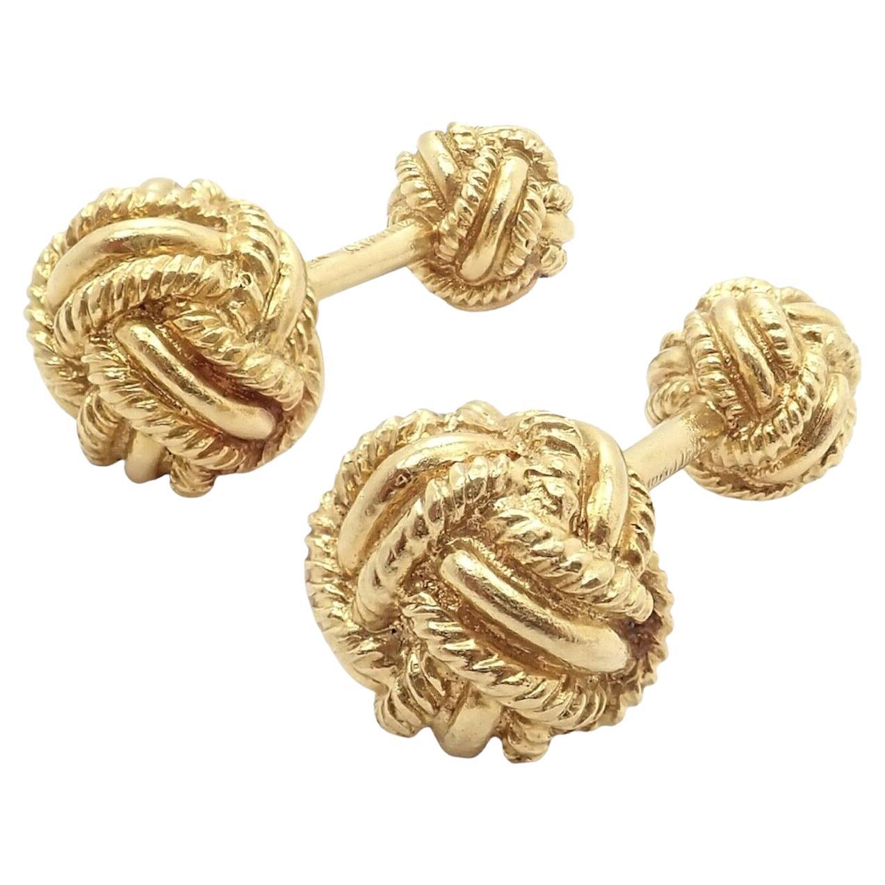 Manschettenknöpfe aus Gelbgold von Tiffany & Co Jean Schlumberger mit Seilknoten im Angebot