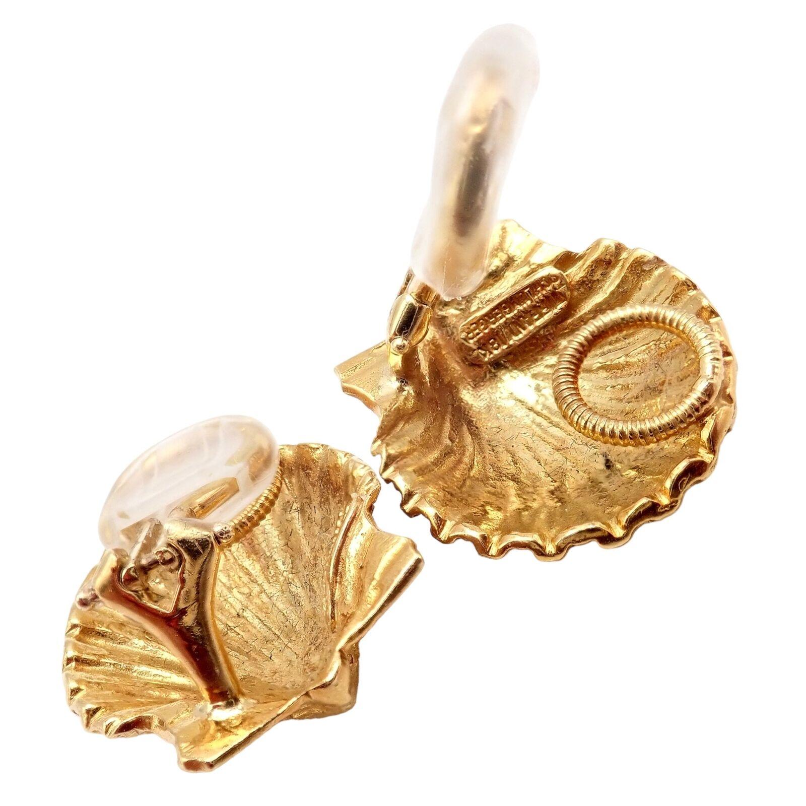 Women's or Men's Vintage Tiffany & Co Jean Schlumberger Seashell Yellow Gold Earrings