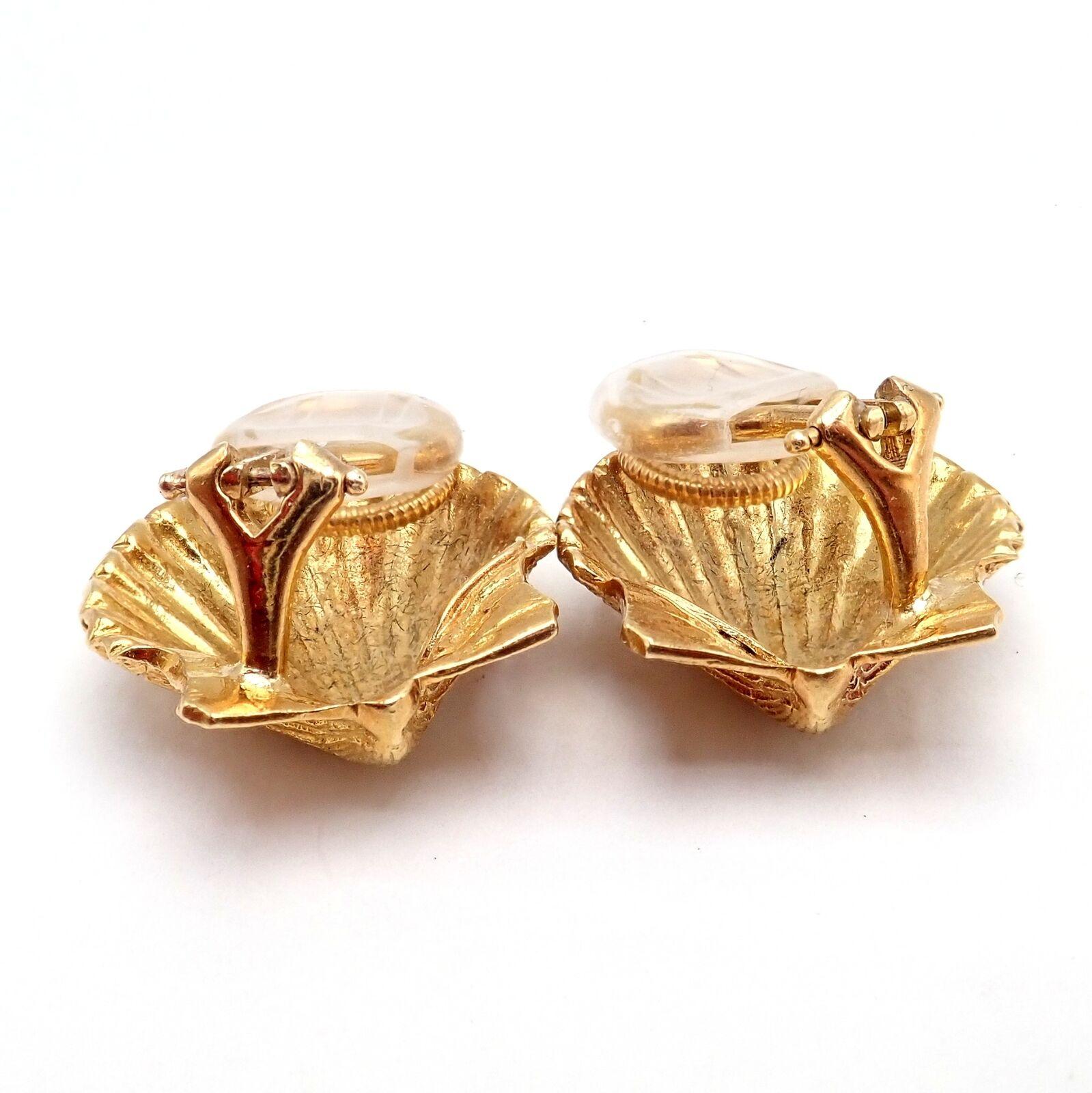 Vintage Tiffany & Co Jean Schlumberger Seashell Yellow Gold Earrings 2